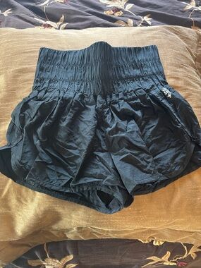 FP Movement by Free People High-Waist Black Smocked Shorts